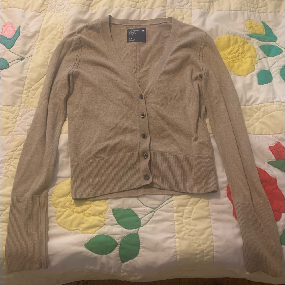 American Eagle Tan Button Up Cardigan